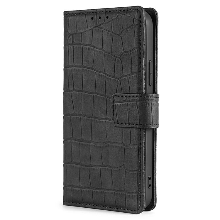 For iPhone 16 Plus Skin Feel Crocodile Magnetic Clasp Leather Phone Case(Black) - iPhone 16 Plus Cases by buy2fix | Online Shopping UK | buy2fix