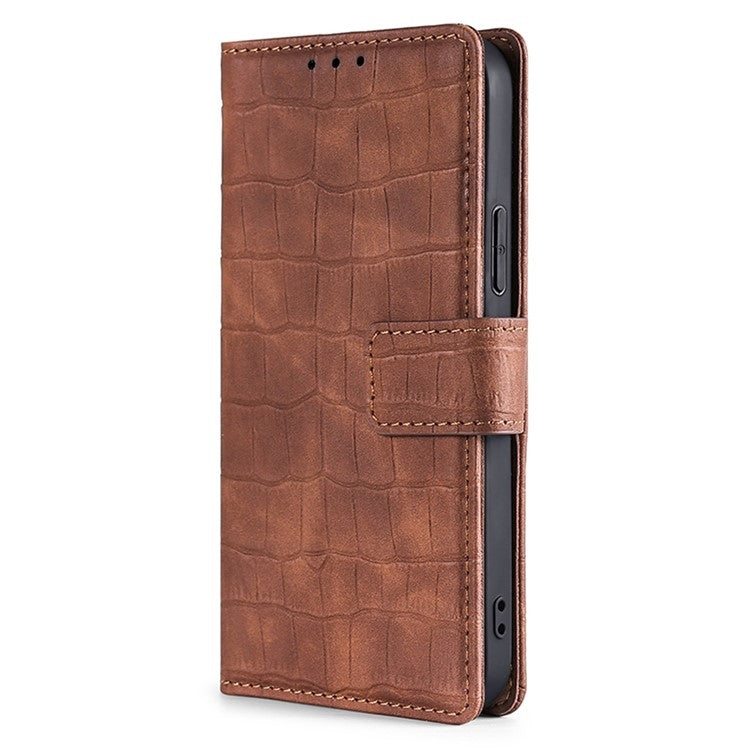 For iPhone 16 Plus Skin Feel Crocodile Magnetic Clasp Leather Phone Case(Brown) by buy2fix