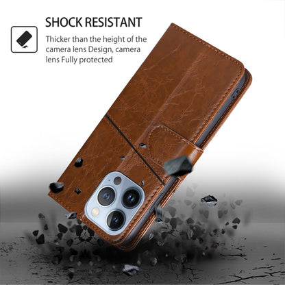 For iPhone 16 Pro Geometric Stitching Leather Phone Case(Light Brown) - iPhone 16 Pro Cases by buy2fix | Online Shopping UK | buy2fix