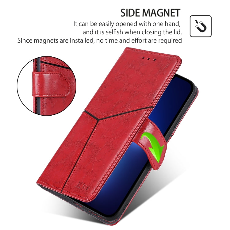 For iPhone 16 Pro Max Geometric Stitching Leather Phone Case(Red) - iPhone 16 Pro Max Cases by buy2fix | Online Shopping UK | buy2fix