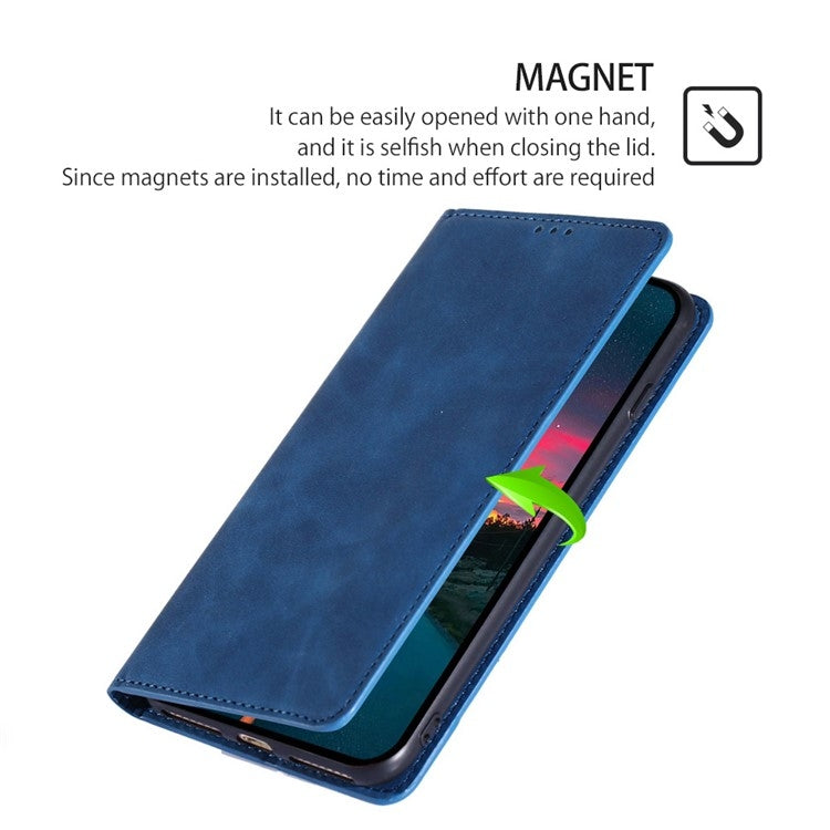 For iPhone 16 Skin Feel Magnetic Leather Phone Case(Blue) - iPhone 16 Cases by buy2fix | Online Shopping UK | buy2fix