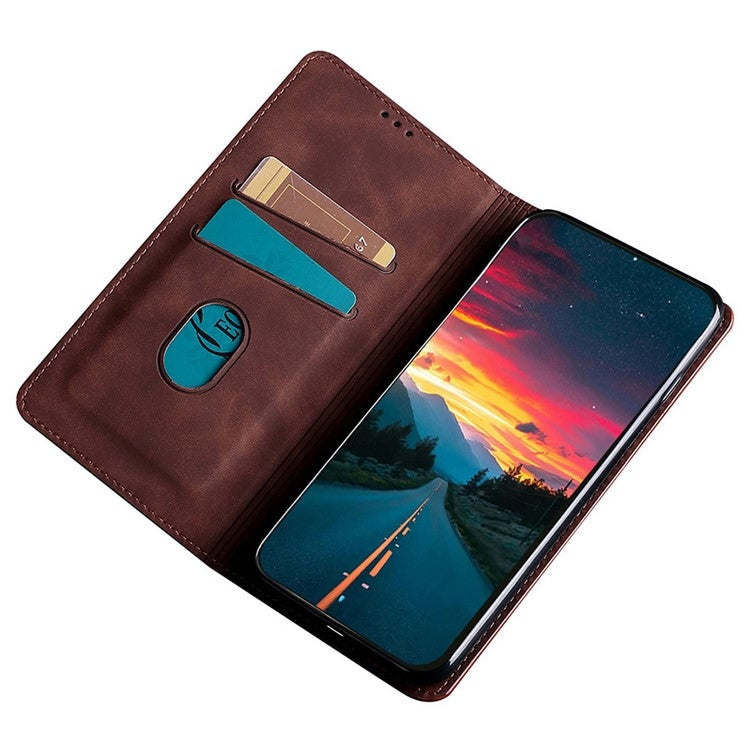 For iPhone 16 Plus Skin Feel Magnetic Leather Phone Case(Dark Brown) by buy2fix