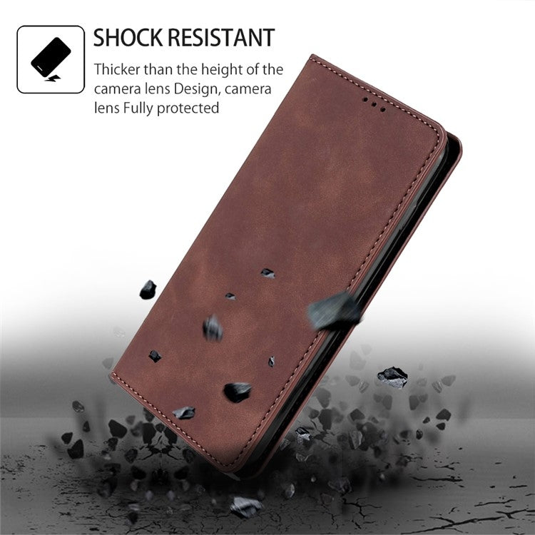 For iPhone 16 Plus Skin Feel Magnetic Leather Phone Case(Dark Brown) by buy2fix