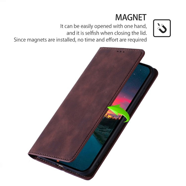 For iPhone 16 Plus Skin Feel Magnetic Leather Phone Case(Dark Brown) by buy2fix