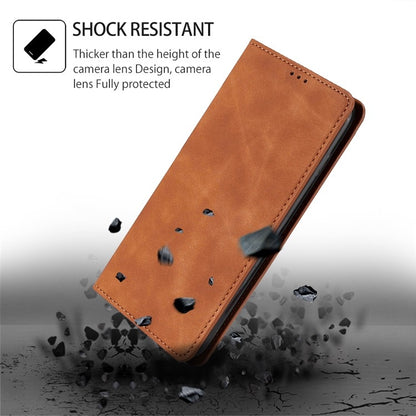 For iPhone 16 Plus Skin Feel Magnetic Leather Phone Case(Light Brown) - iPhone 16 Plus Cases by buy2fix | Online Shopping UK | buy2fix