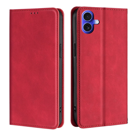 For iPhone 16 Plus Skin Feel Magnetic Leather Phone Case(Red) by buy2fix