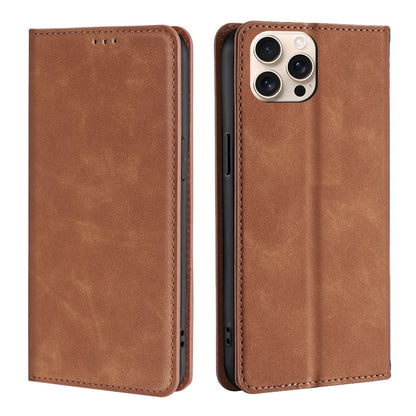 For iPhone 16 Pro Skin Feel Magnetic Leather Phone Case(Light Brown) - iPhone 16 Pro Cases by buy2fix | Online Shopping UK | buy2fix