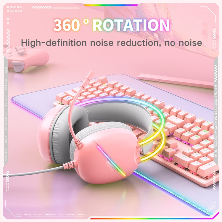 ONIKUMA X33 Head-mounted RGB Light E-Sports Gaming Headset, Cable Length: 2m(Pink) - Multimedia Headset by ONIKUMA | Online Shopping UK | buy2fix