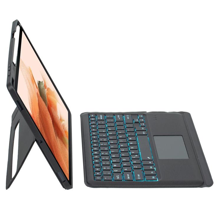 For Samsung Galaxy Tab S10+ / S9 FE+ / S9+ Detachable Backlit Bluetooth Keyboard Leather Case with Touchpad(Black) by buy2fix