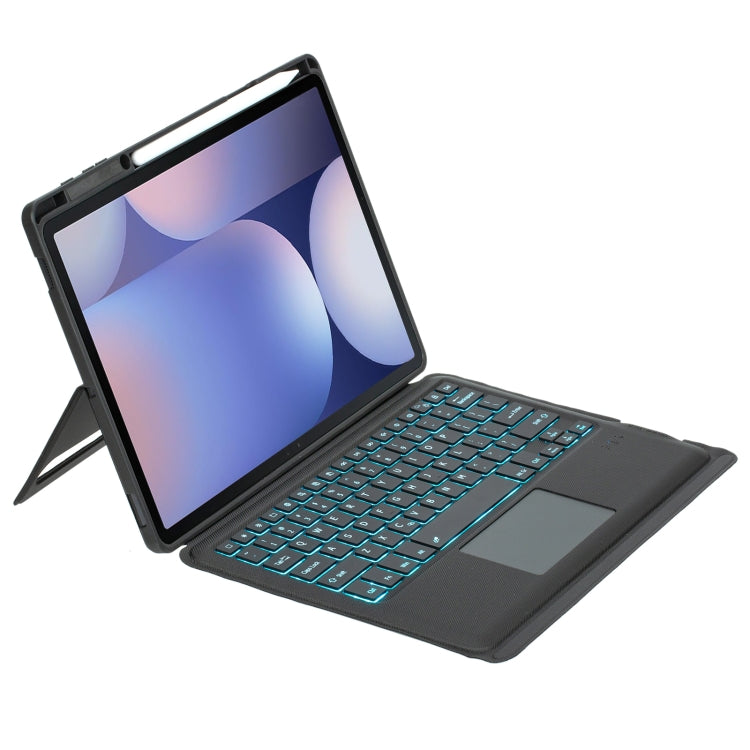 For Samsung Galaxy Tab S10+ / S9 FE+ / S9+ Detachable Backlit Bluetooth Keyboard Leather Case with Touchpad(Black) by buy2fix