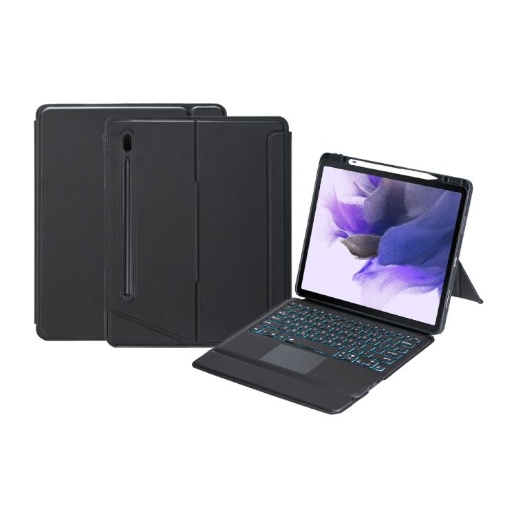 For Samsung Galaxy Tab S10+ / S9 FE+ / S9+ Detachable Backlit Bluetooth Keyboard Leather Case with Touchpad(Black) by buy2fix