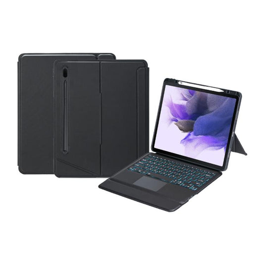 For Samsung Galaxy Tab S10+ / S9 FE+ / S9+ Detachable Backlit Bluetooth Keyboard Leather Case with Touchpad(Black) by buy2fix