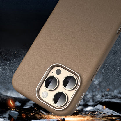 For iPhone 16 Pro TOTU PC-17 Mulsanne Series Plain Leather MagSafe Magnetic Phone Case(Gold) by TOTUDESIGN