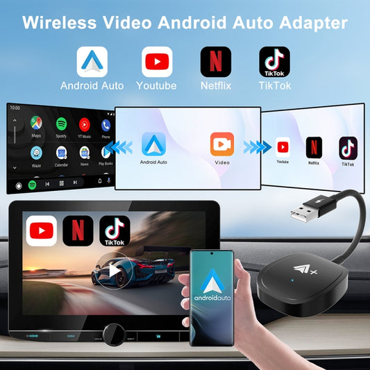 USB Interface Wired to Wireless CarPlay Auto Adapter for Android, Specification:Square(Carbon Fiber) by buy2fix