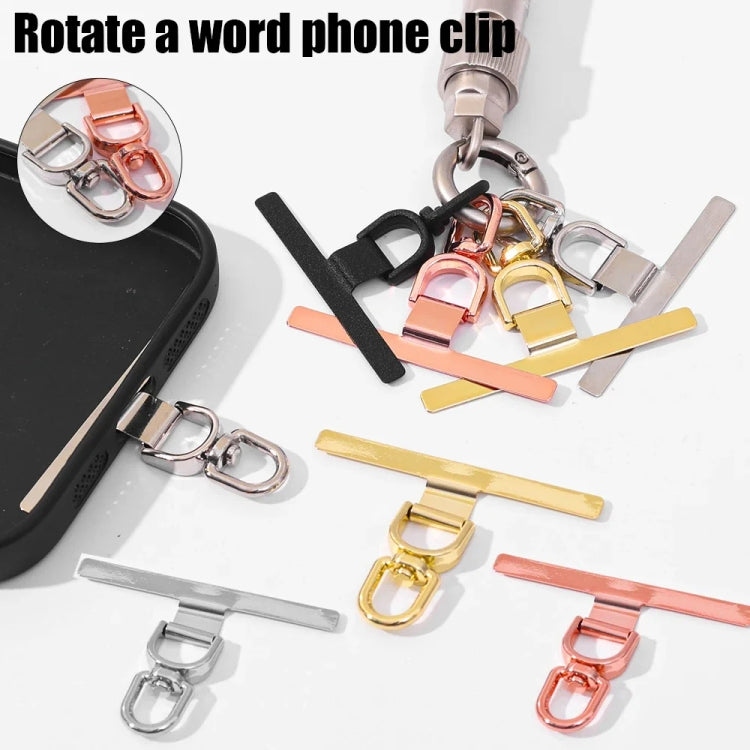 360 Degree Rotation T-shape Metal Mobile Phone Lanyard Fixing Gasket(Rose Gold) - Lanyards & Wrist Straps by buy2fix | Online Shopping UK | buy2fix