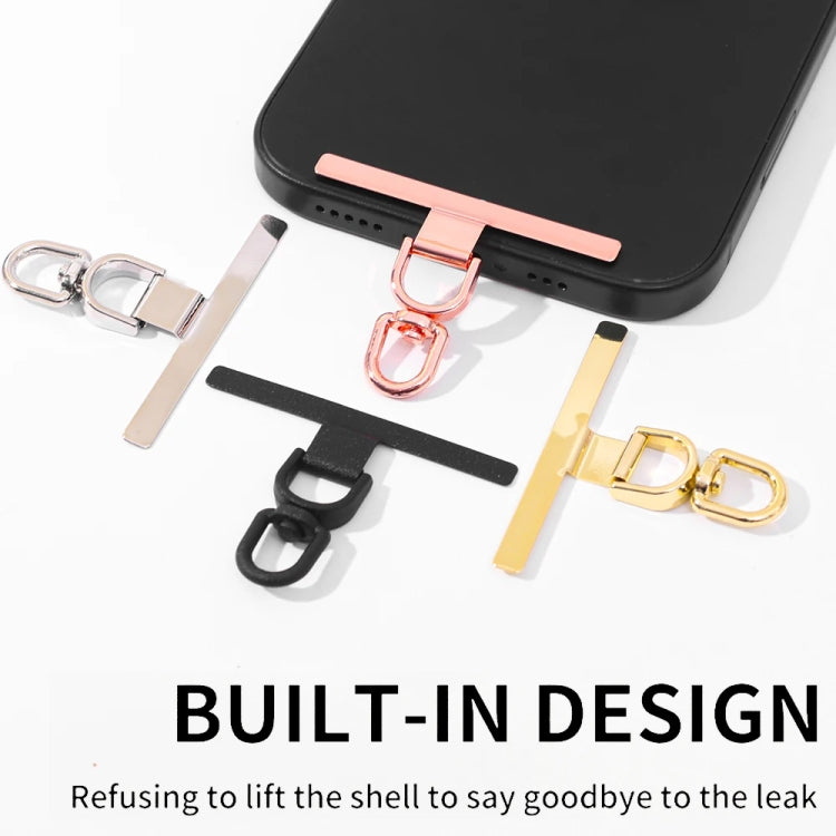360 Degree Rotation T-shape Metal Mobile Phone Lanyard Fixing Gasket(Rose Gold) - Lanyards & Wrist Straps by buy2fix | Online Shopping UK | buy2fix