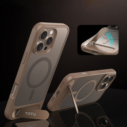 For iPhone 16 Pro Max TOTU PC-25 Skin Feel MagSafe Magnetic Stand Phone Case(Gold) - iPhone 16 Pro Max Cases by TOTUDESIGN | Online Shopping UK | buy2fix