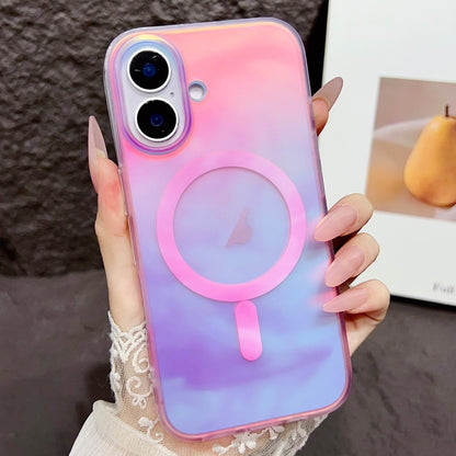 For iPhone 16 Plus Gradient MagSafe PC Hybrid TPU Phone Case(Pink) by buy2fix