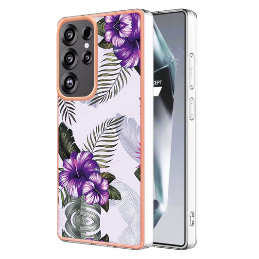 For Samsung Galaxy S25 Ultra 5G Electroplating IMD TPU Phone Case(Purple Flower) - Galaxy S25 Ultra 5G Cases by buy2fix | Online Shopping UK | buy2fix