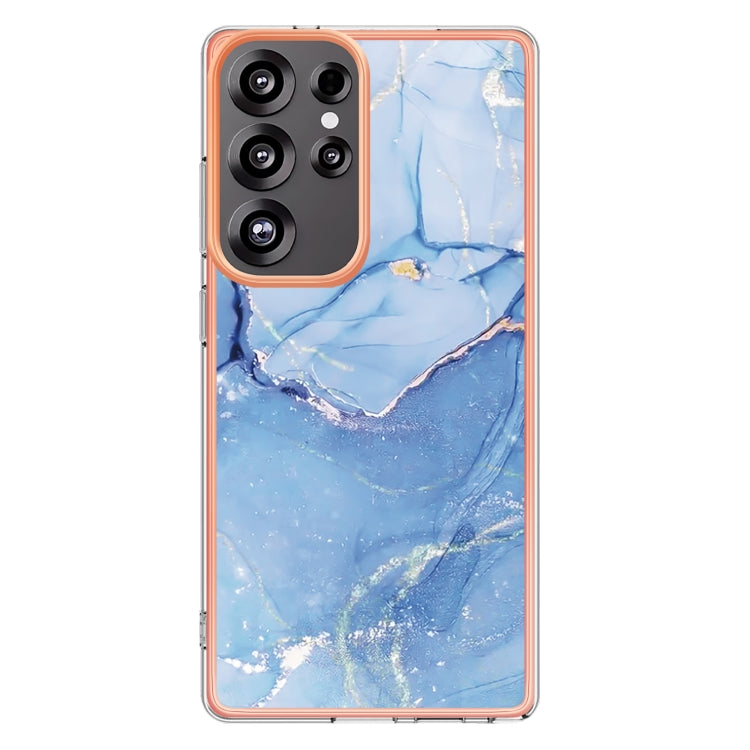 For Samsung Galaxy S25 Ultra 5G Electroplating Marble Dual-side IMD Phone Case(Blue 018) - Galaxy S25 Ultra 5G Cases by buy2fix | Online Shopping UK | buy2fix