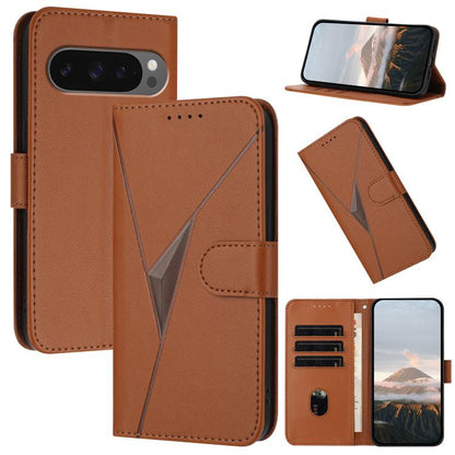 For Google Pixel 10 Pro XL Triangle Pattern Buckle Clasp Leather Phone Case(Brown) - Google Cases by buy2fix | Online Shopping UK | buy2fix