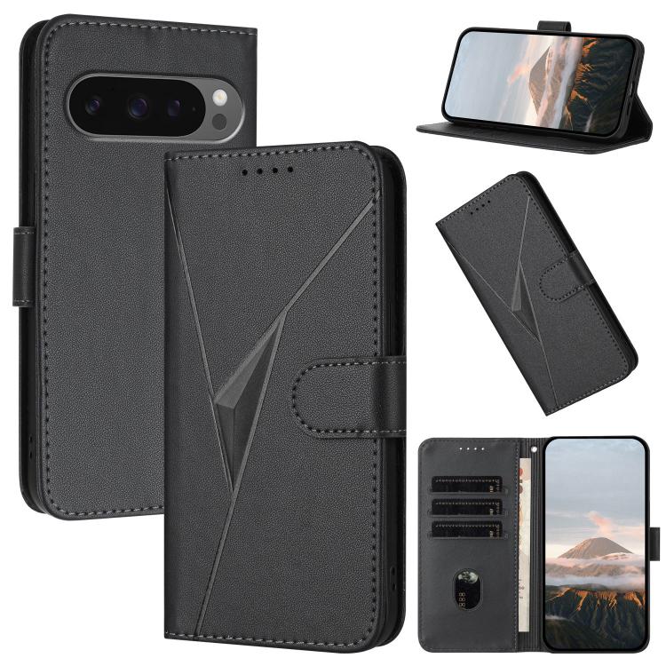 For Google Pixel 10 Pro XL Triangle Pattern Buckle Clasp Leather Phone Case(Black) - Google Cases by buy2fix | Online Shopping UK | buy2fix