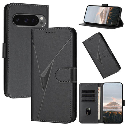 For Google Pixel 10 Pro XL Triangle Pattern Buckle Clasp Leather Phone Case(Black) - Google Cases by buy2fix | Online Shopping UK | buy2fix
