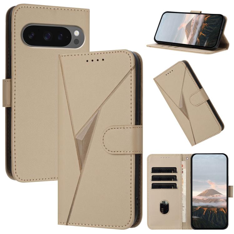 For Google Pixel 10 Pro XL Triangle Pattern Buckle Clasp Leather Phone Case(Gold) - Google Cases by buy2fix | Online Shopping UK | buy2fix