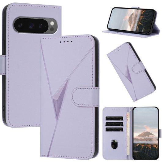 For Google Pixel 10 Pro XL Triangle Pattern Buckle Clasp Leather Phone Case(Light Purple) - Google Cases by buy2fix | Online Shopping UK | buy2fix