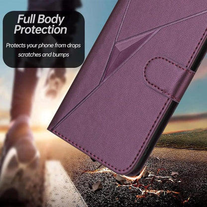 For Google Pixel 10 / Pixel 10 Pro Triangle Pattern Buckle Clasp Leather Phone Case(Dark Purple) - Google Cases by buy2fix | Online Shopping UK | buy2fix