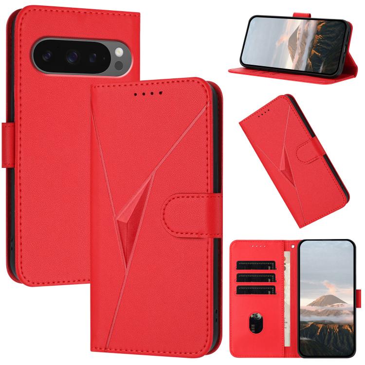 For Google Pixel 10 / Pixel 10 Pro Triangle Pattern Buckle Clasp Leather Phone Case(Red) - Google Cases by buy2fix | Online Shopping UK | buy2fix