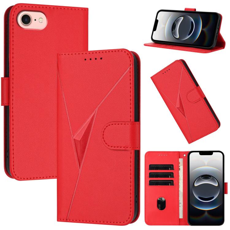 For iPhone 16e Triangle Pattern Buckle Clasp Leather Phone Case(Red) - iPhone 16e Cases by buy2fix | Online Shopping UK | buy2fix