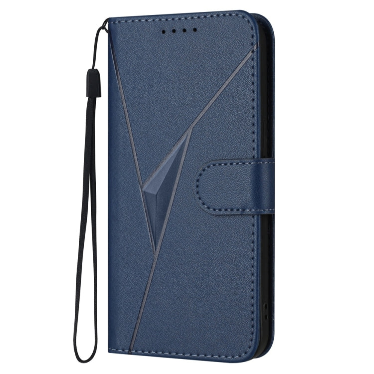 For iPhone 16e Triangle Pattern Buckle Clasp Leather Phone Case(Royal Blue) - iPhone 16e Cases by buy2fix | Online Shopping UK | buy2fix