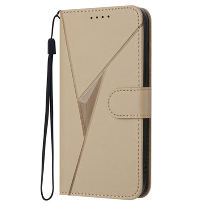 For iPhone 16e Triangle Pattern Buckle Clasp Leather Phone Case(Gold) - iPhone 16e Cases by buy2fix | Online Shopping UK | buy2fix