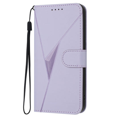 For iPhone 16e Triangle Pattern Buckle Clasp Leather Phone Case(Light Purple) - iPhone 16e Cases by buy2fix | Online Shopping UK | buy2fix