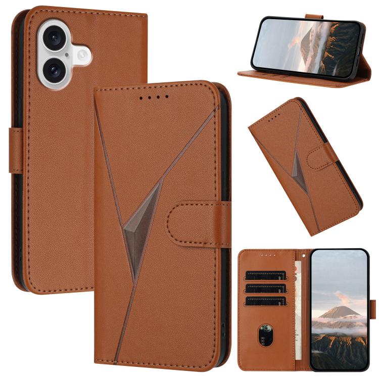 For iPhone 17 Triangle Pattern Buckle Clasp Leather Phone Case(Brown) - iPhone 17 Cases by buy2fix | Online Shopping UK | buy2fix
