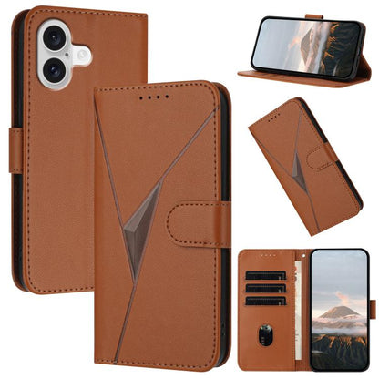 For iPhone 17 Triangle Pattern Buckle Clasp Leather Phone Case(Brown) - iPhone 17 Cases by buy2fix | Online Shopping UK | buy2fix