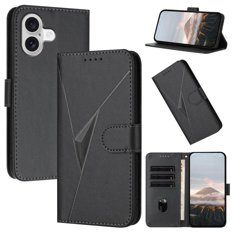 For iPhone 17 Triangle Pattern Buckle Clasp Leather Phone Case(Black) - iPhone 17 Cases by buy2fix | Online Shopping UK | buy2fix
