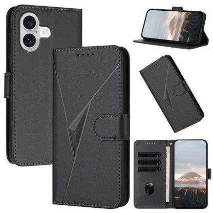 For iPhone 17 Triangle Pattern Buckle Clasp Leather Phone Case(Black) - iPhone 17 Cases by buy2fix | Online Shopping UK | buy2fix