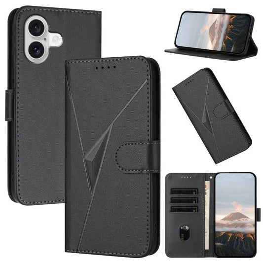 For iPhone 17 Triangle Pattern Buckle Clasp Leather Phone Case(Black) - iPhone 17 Cases by buy2fix | Online Shopping UK | buy2fix