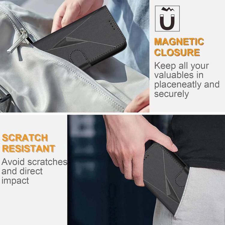 For iPhone 17 Triangle Pattern Buckle Clasp Leather Phone Case(Black) - iPhone 17 Cases by buy2fix | Online Shopping UK | buy2fix