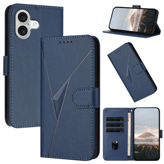 For iPhone 17 Triangle Pattern Buckle Clasp Leather Phone Case(Royal Blue) - iPhone 17 Cases by buy2fix | Online Shopping UK | buy2fix