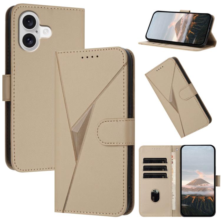 For iPhone 17 Triangle Pattern Buckle Clasp Leather Phone Case(Gold) - iPhone 17 Cases by buy2fix | Online Shopping UK | buy2fix