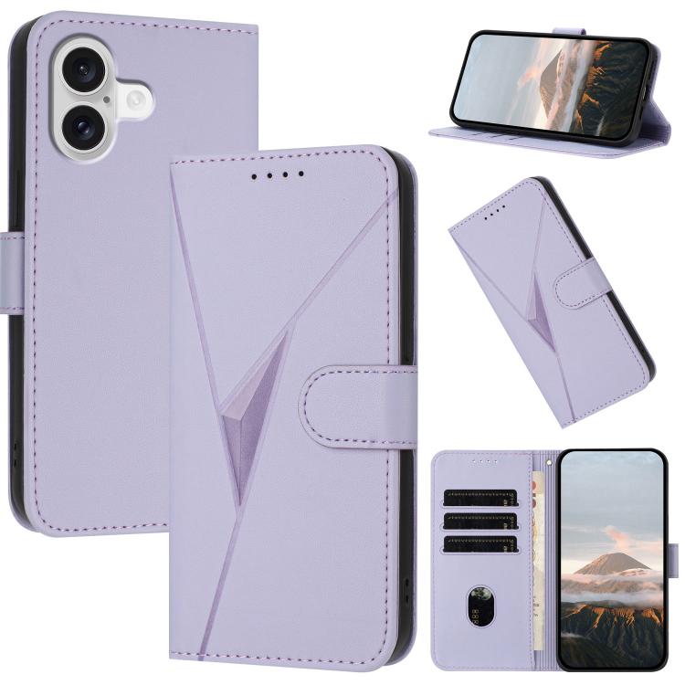 For iPhone 17 Triangle Pattern Buckle Clasp Leather Phone Case(Light Purple) - iPhone 17 Cases by buy2fix | Online Shopping UK | buy2fix