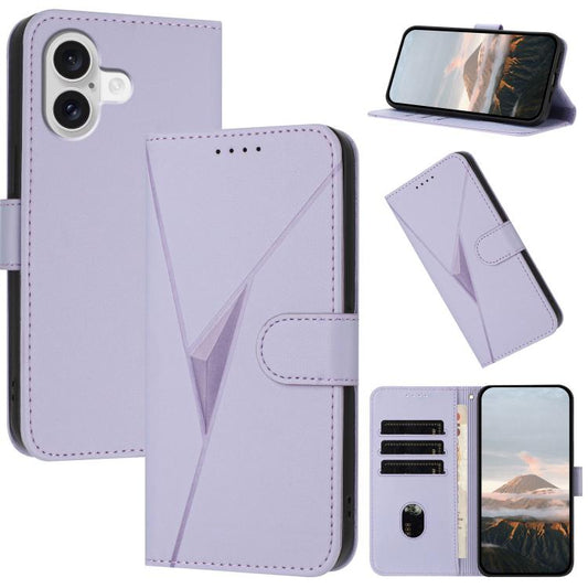 For iPhone 17 Triangle Pattern Buckle Clasp Leather Phone Case(Light Purple) - iPhone 17 Cases by buy2fix | Online Shopping UK | buy2fix