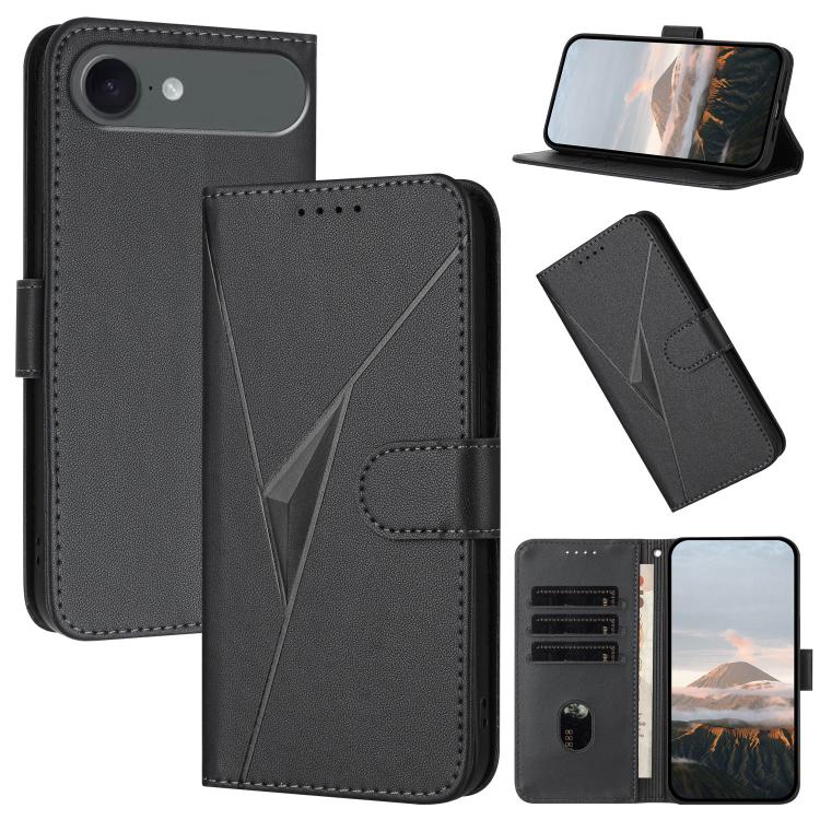 For iPhone 17 Air Triangle Pattern Buckle Clasp Leather Phone Case(Black) - iPhone 17 Air Cases by buy2fix | Online Shopping UK | buy2fix