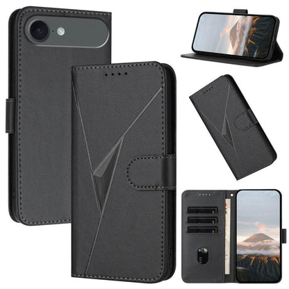 For iPhone 17 Air Triangle Pattern Buckle Clasp Leather Phone Case(Black) - iPhone 17 Air Cases by buy2fix | Online Shopping UK | buy2fix