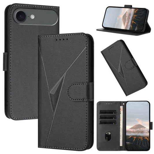 For iPhone 17 Air Triangle Pattern Buckle Clasp Leather Phone Case(Black) - iPhone 17 Air Cases by buy2fix | Online Shopping UK | buy2fix