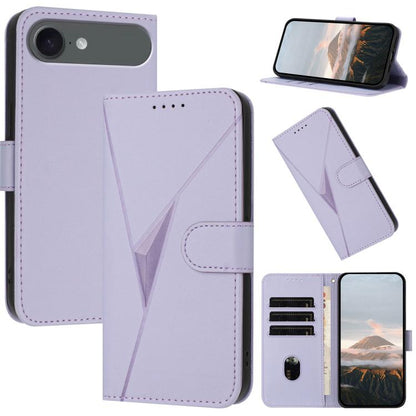 For iPhone 17 Air Triangle Pattern Buckle Clasp Leather Phone Case(Light Purple) - iPhone 17 Air Cases by buy2fix | Online Shopping UK | buy2fix
