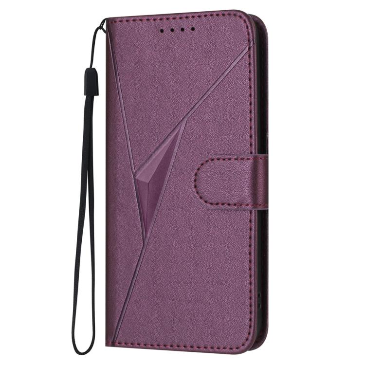 For iPhone 17 Pro Max Triangle Pattern Buckle Clasp Leather Phone Case(Dark Purple) - iPhone 17 Pro Max Cases by buy2fix | Online Shopping UK | buy2fix
